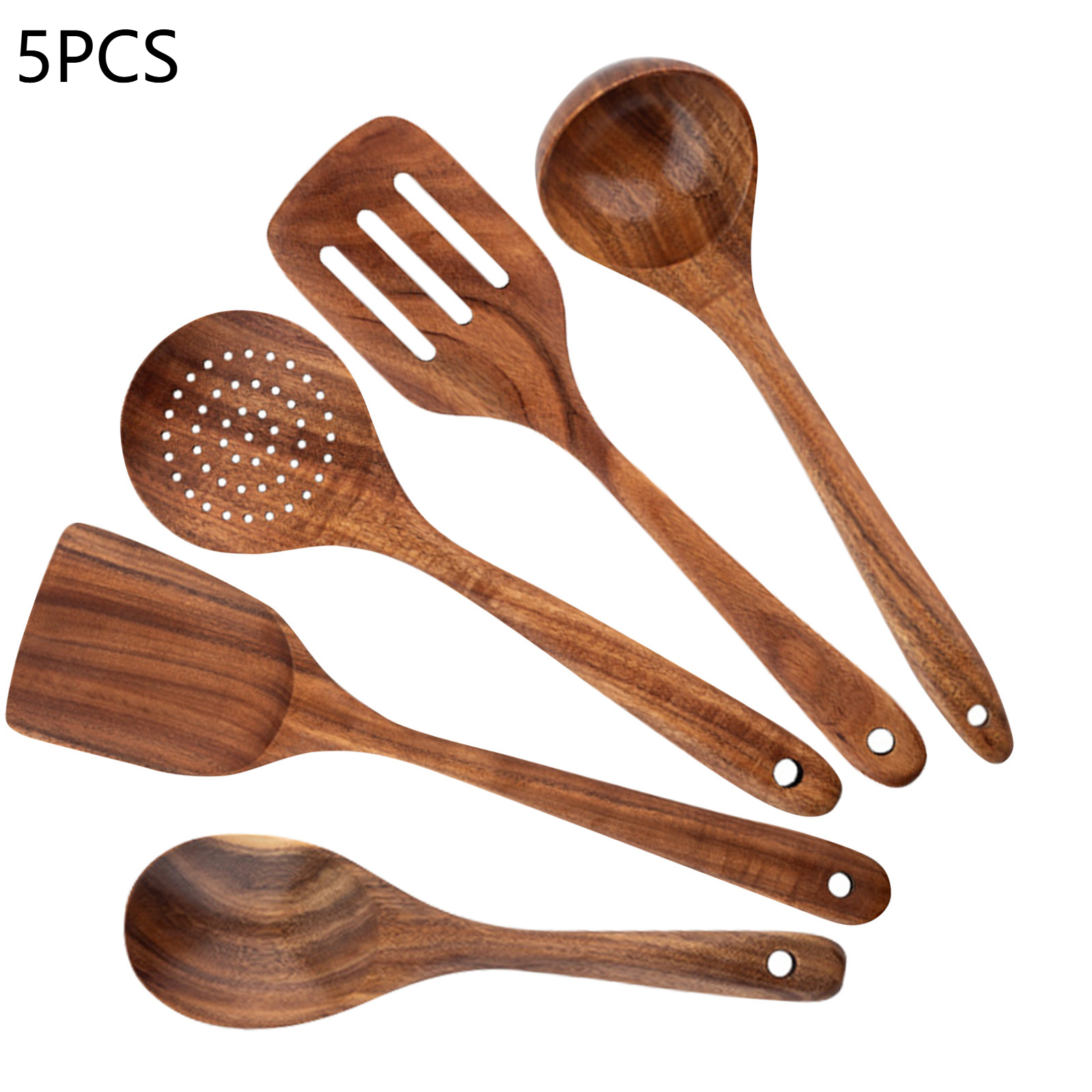 Wood Kitchenware Cooking Set Household Cooking Spoon Set Salad Spoon Fork Stirring Spoon Kitchen Baking Set: Yellow
