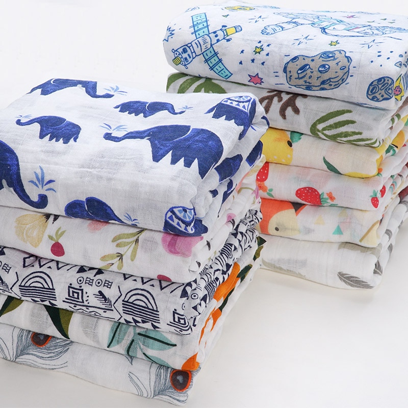 Bomull babyfilt nyfödd bebe linda wrap barnvagn tillbehör flamingo tecknat djurtryck babyprylar