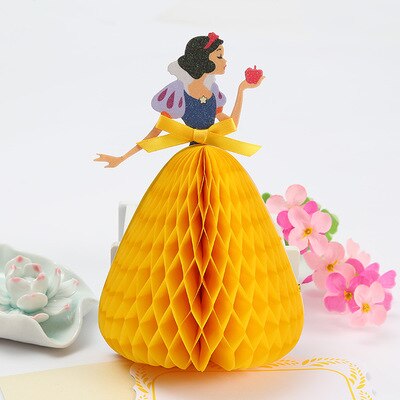 Tarjeta de invitación de princesa 3D, panal plegable, se puede poner sobre la mesa, suministros de cumpleaños y boda, tarjeta de agradecimiento para invitados, 1 ud.: yellow