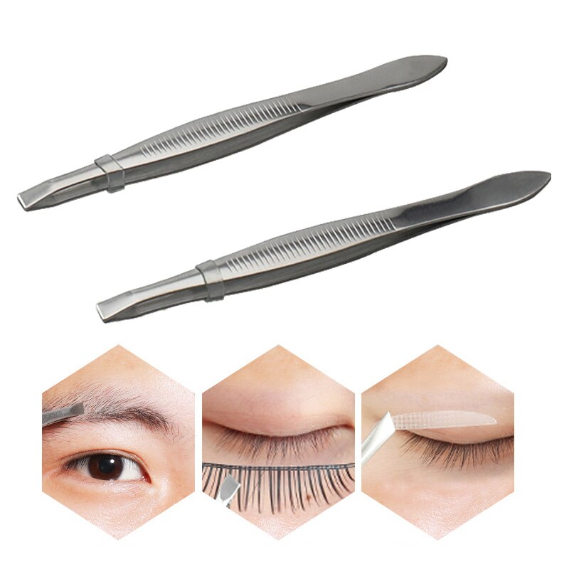 Pinza de acero inoxidable para depilación de cejas, pinzas de maquillaje para eliminar el vello facial
