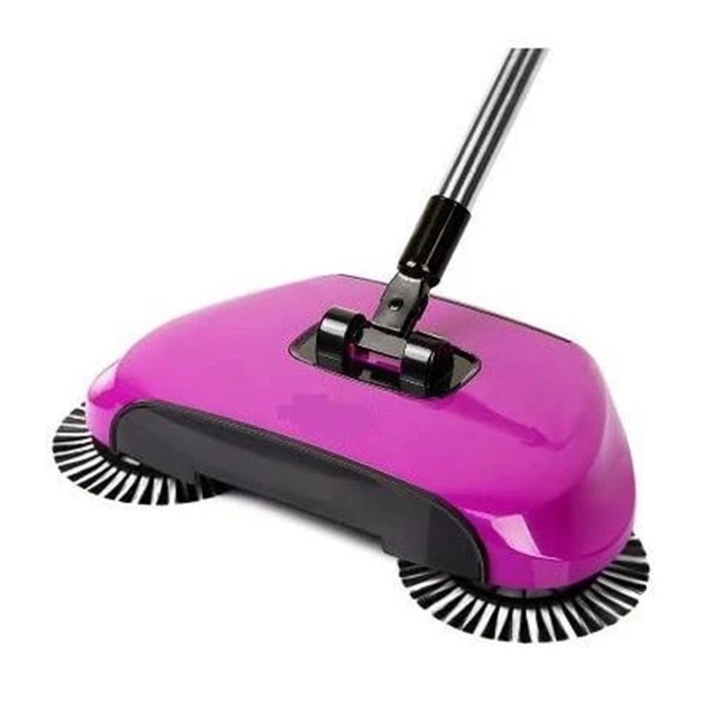 Broom Mop Garbage Shovel Three in One Household Hand Pushing Sweeper No Electricity Sweeping Set Colorful: Purple
