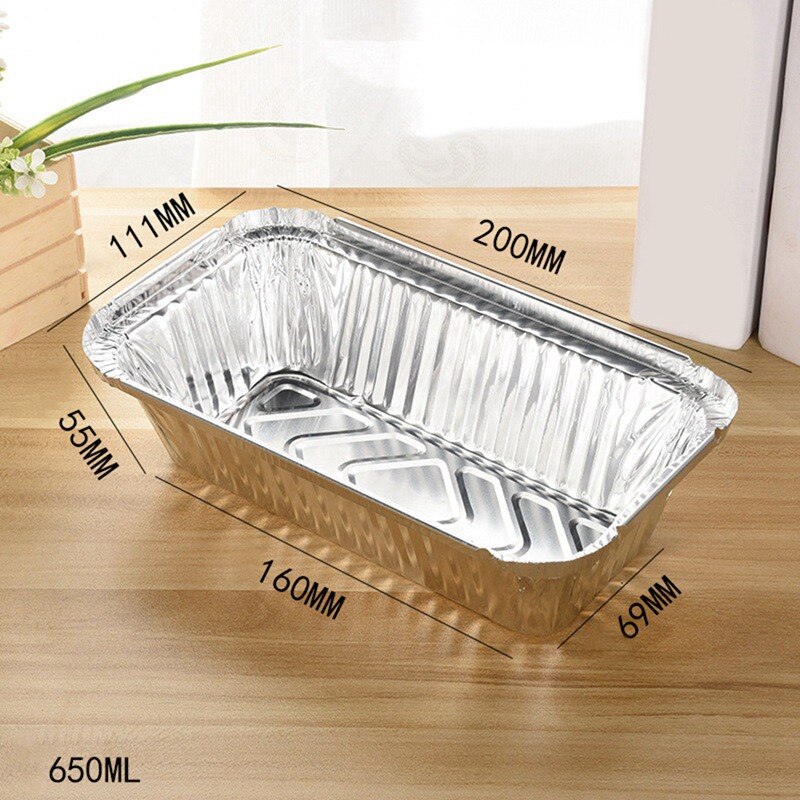 20 stk aluminiumsfolie brødbakker rektangulær engangs toastbakke bagning grill kageform 630ml engangsforme