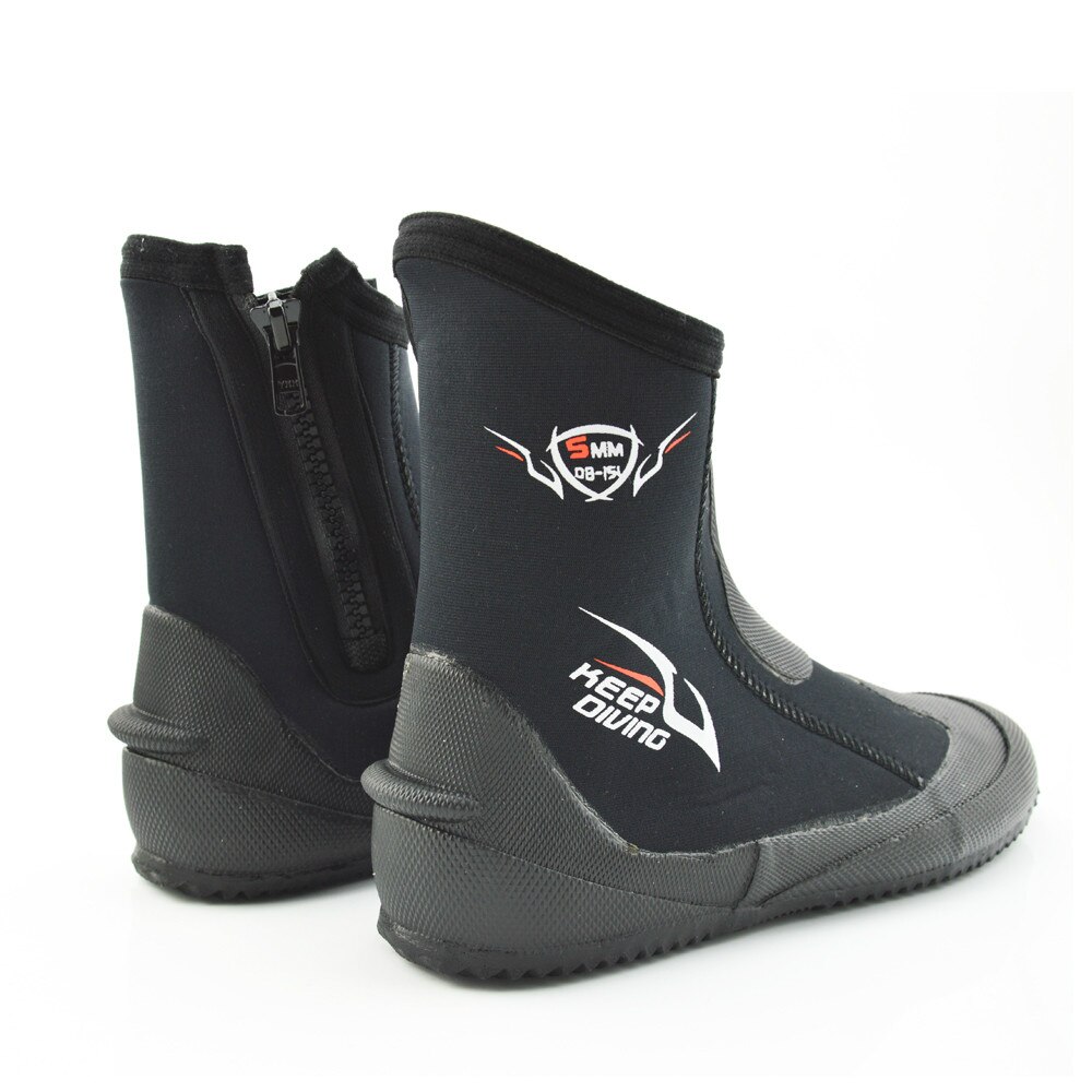 Botas de neopreno de 5mm para hombre y mujer, botines súper elásticos con cremallera, suela dura, para buceo, deportes acuáticos, surf, esnórquel