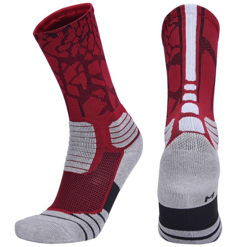 Men Outdoor Sports Elite Basketball Socks Men Cycling Socks Compression Socks Cotton Towel Bottom Men's socks: Brown / L 39-42