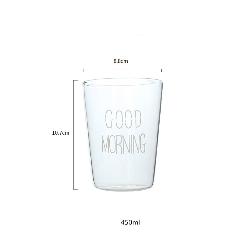 400ml Gud morgen svart hvit gjennomsiktig glass kaffe te drikker dessert frokost melk kopp kjøkkenutstyr glass krus
