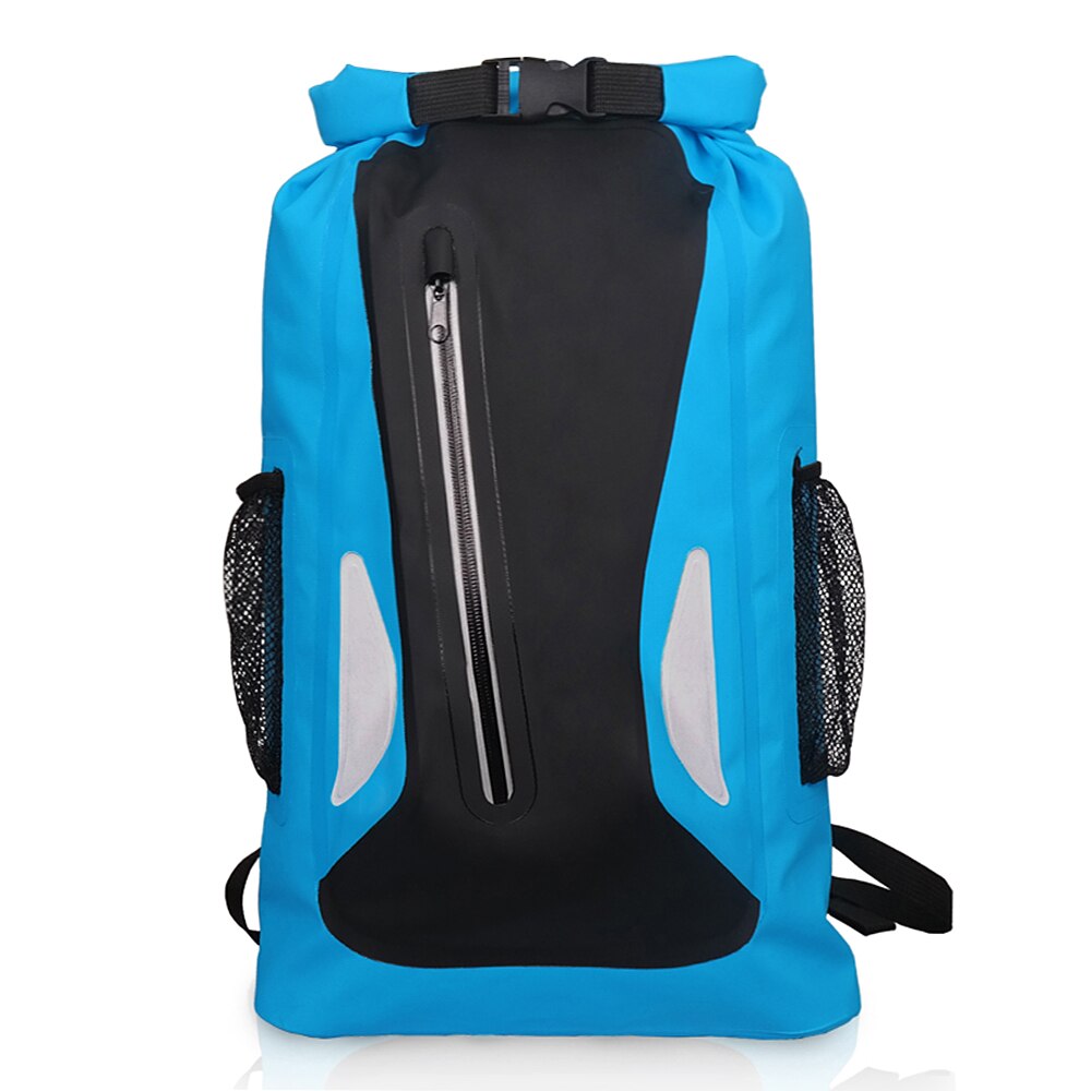 Bolsa seca impermeable al aire libre 25L reflectante ligero Camping Gear mochila senderismo bolsa deporte mochila mujeres hombres bolsa deportiva: Blue