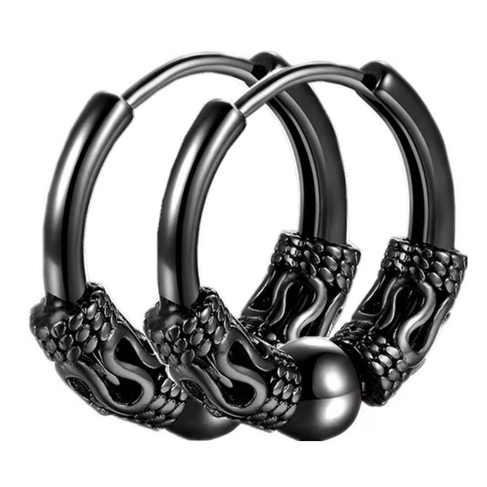1 par de pendientes vikingos de acero inoxidable Punk, pendientes de aro de tótem de círculo redondo para hombres y mujeres, Huggie Hip Hop de 12mm, 14mm y 16mm: Morado / Rodio plateado