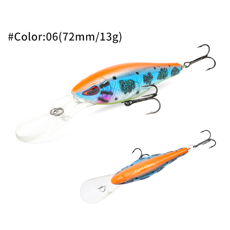 MSEASFREE Señuelo de pesca flotante Minnow, cebo duro Artificial, sonajero de 72mm y 13g, Wobblers de agua dulce para Lucio, aparejos de pesca: Azul