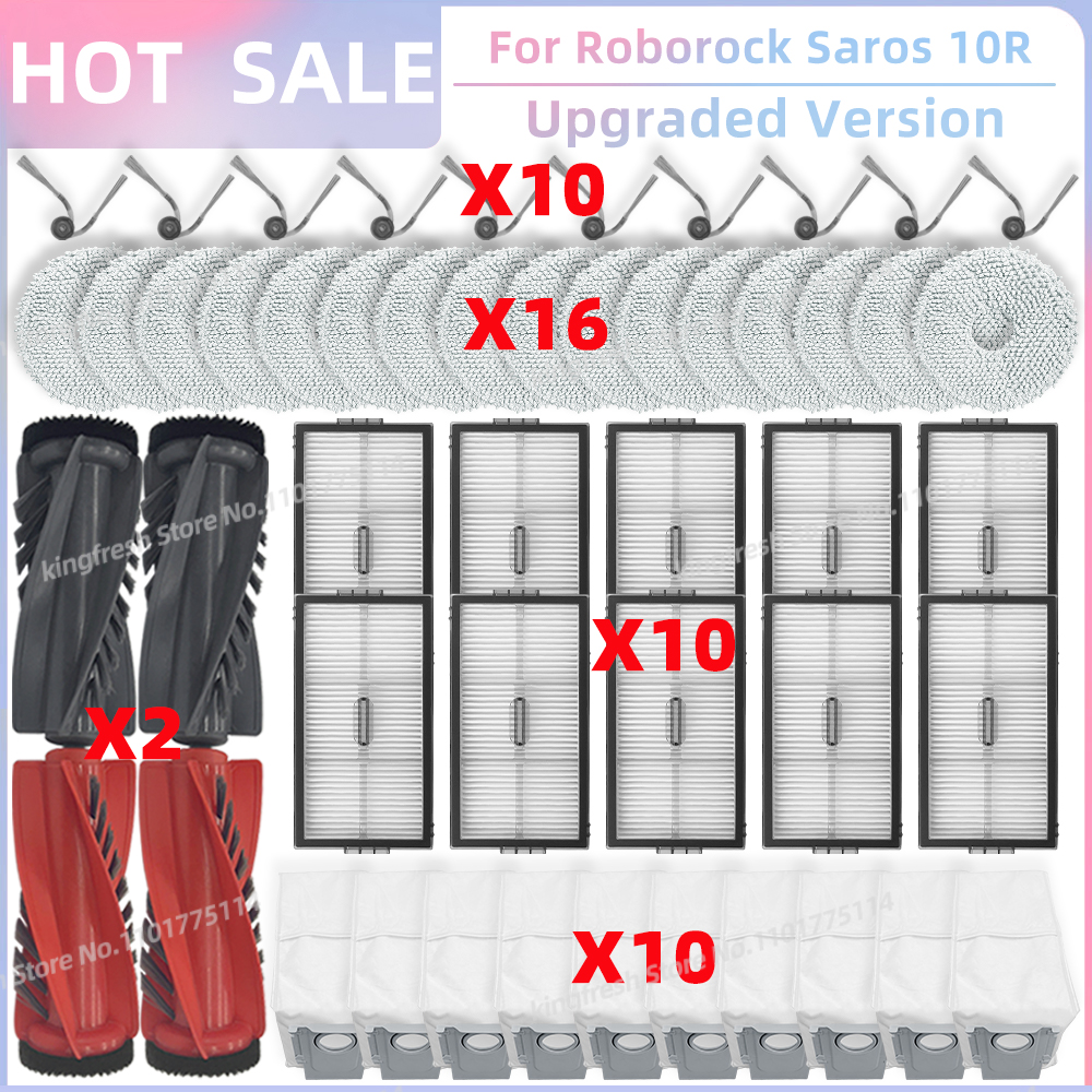 Fit For ( Roborock Saros 10R / Roborock S9 MaxV Slim / G20S Ultra) Vacuum Parts Main Roller Side Brush Filter Mop Cloth Dust Bag: green