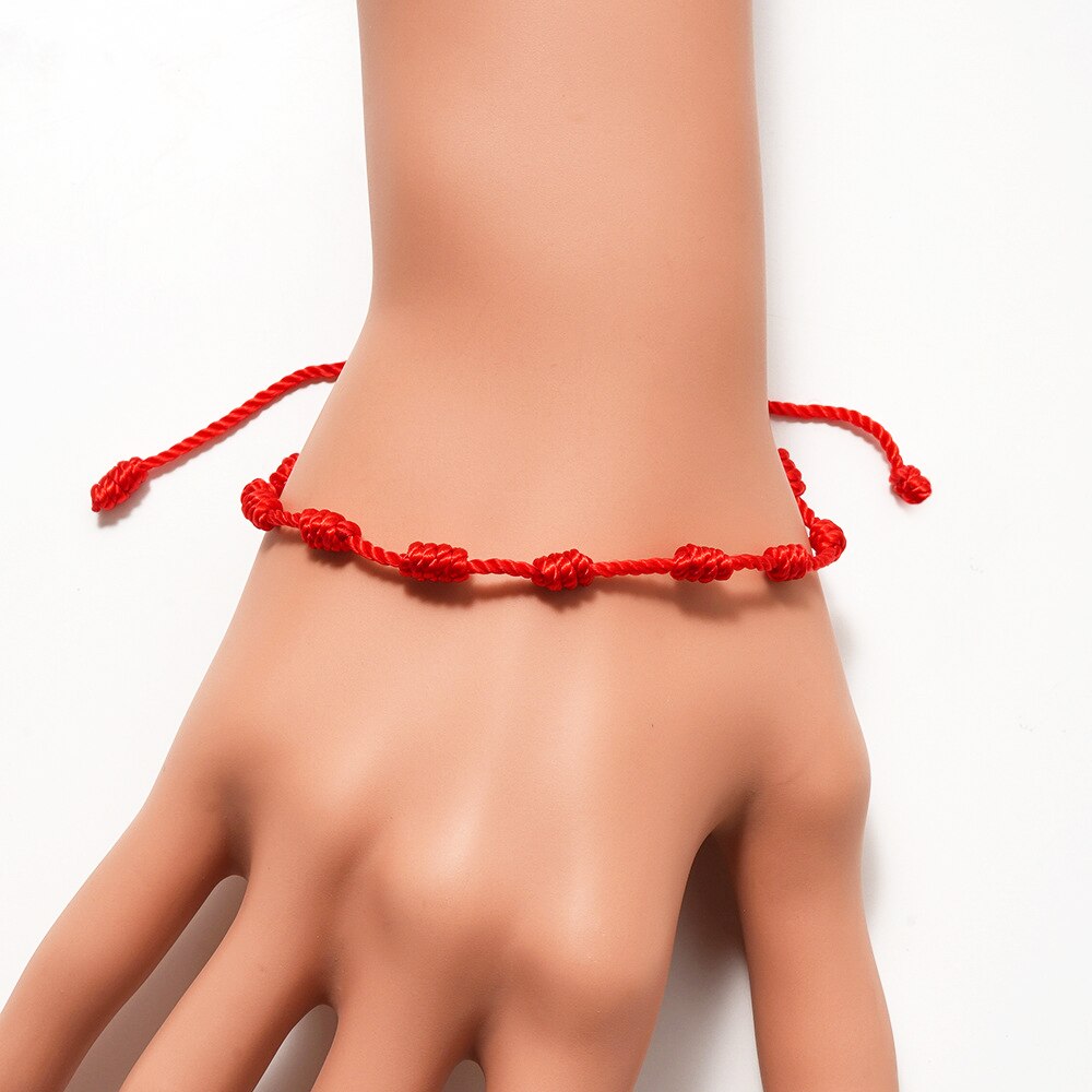 4 pçs 7 nós pulseira de corda vermelha para o casal mal olho pulseira proteção boa sorte amuleto para o sucesso artesanal amizade presente