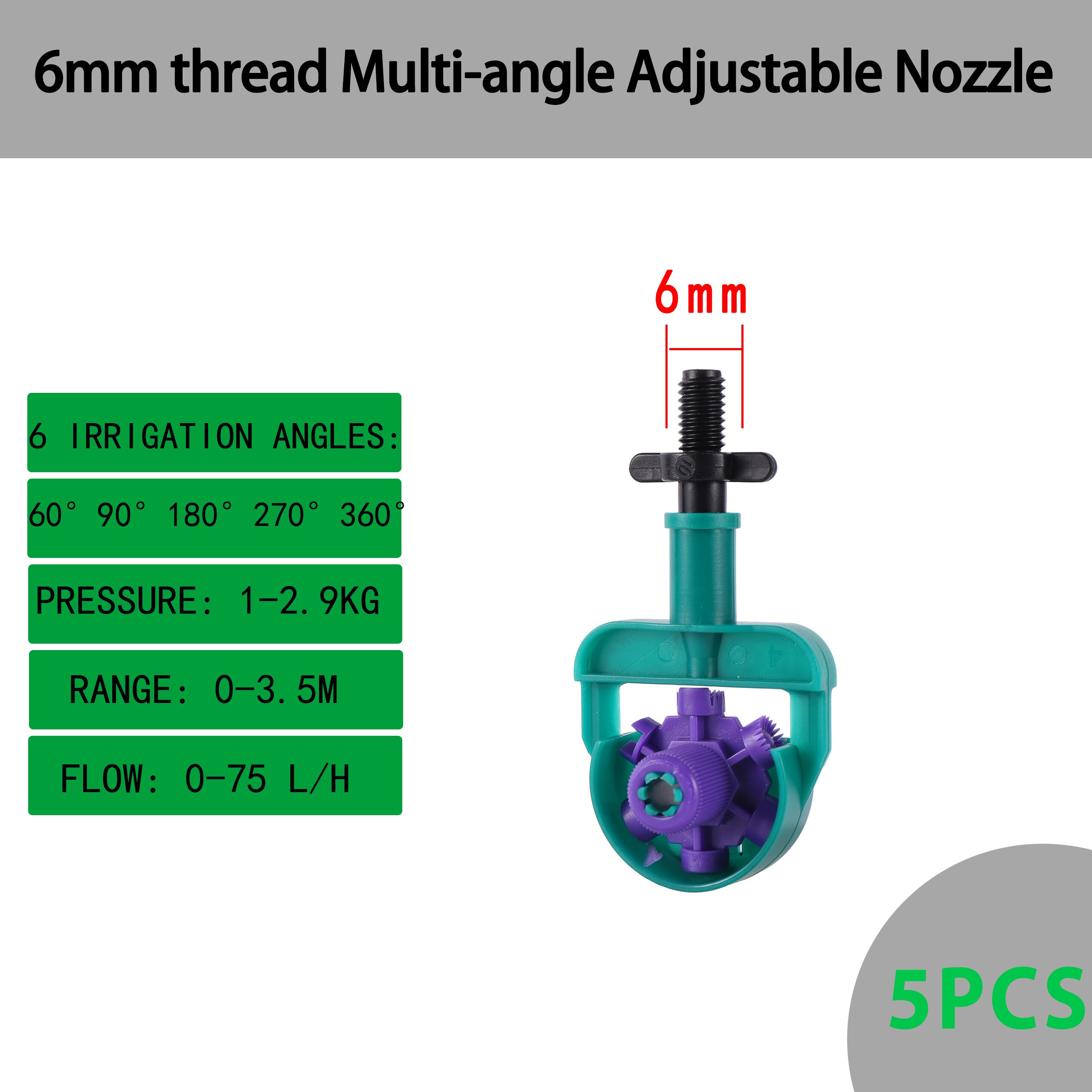 5PCS Garden Irrigation Pipe Fittings Home Garden Irrigation Multi-Angle Adjustable Sprinkler Greenhouse Agriculture Watering Kit: 8720