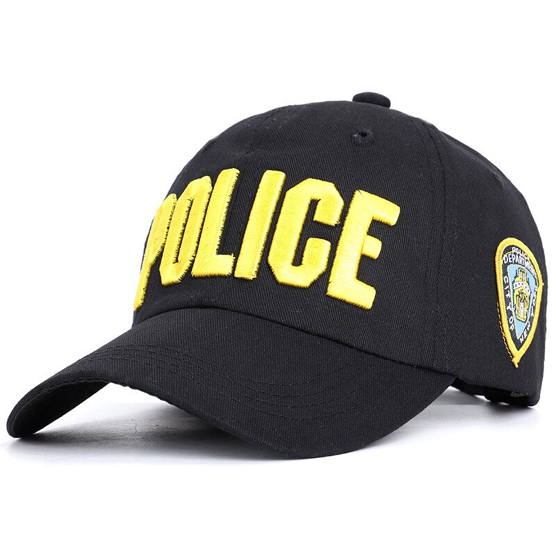 Politi brev far hat nyc bomuld broderi baseball cap snapback unisex skygge cap retro afslappet hat udendørs hætter: Gul sort