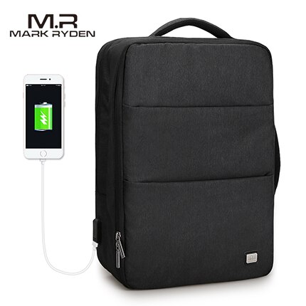 Mochila para ordenador portátil de Mark Ryden para hombre, bolsa de negocios con puerto de carga USB, mochila escolar de viaje para ordenador portátil de 15,6 pulgadas: 15inch black