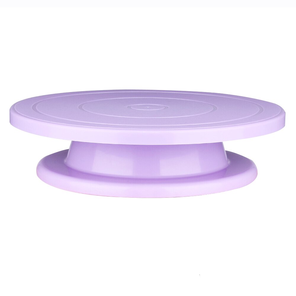 Birthday Cake Turntable Rotating Plastic Anti-skid Cake Decor Turntable Cake Rotary Table Round Cake Stand Kitchen Baking Tools: purple