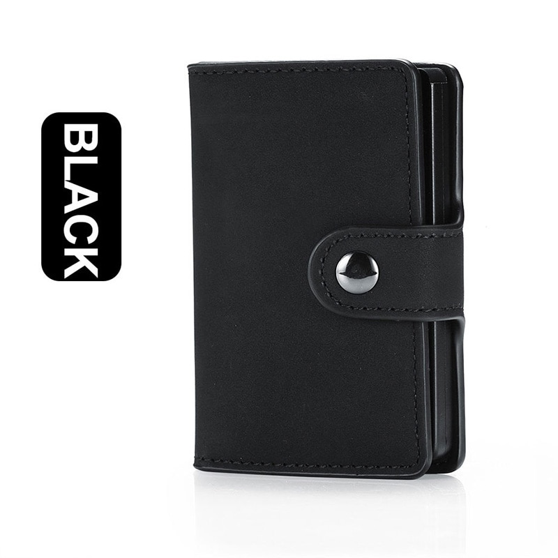 DIENQI Rfid Carbon Fiber id Credit Card Holder Case Metal Smart Minimalist Wallet Men Business Bank Cardholder Cart Holder: Black