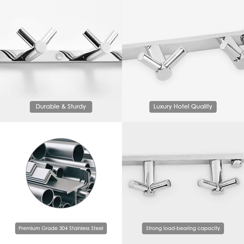 Nhbr Hotel Badkamer Handdoek Haak Rvs Kapstok Muur Gemonteerde Hanger 5 V-Vormige Dubbele Haak Handdoek rack Organizer