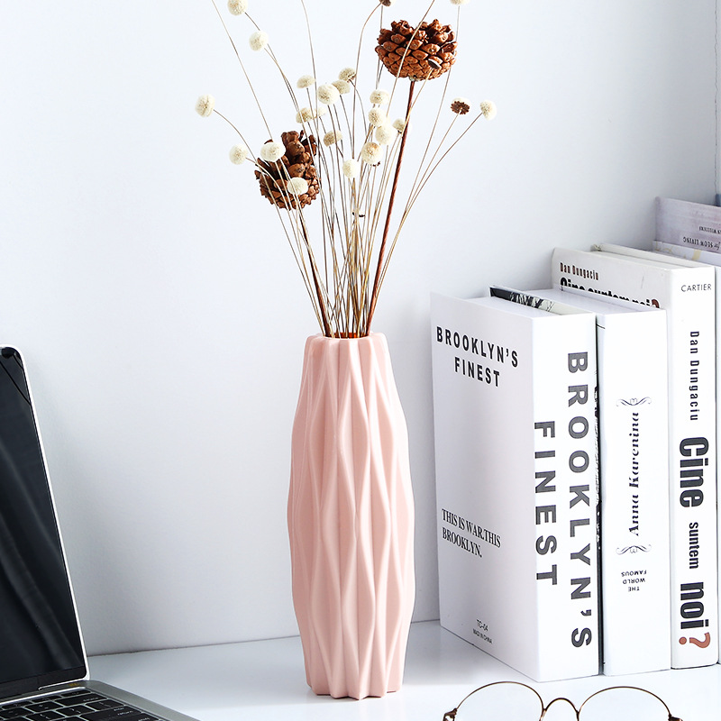 1pc Origami plastique Vase blanc Imitation céramique Pot de fleur panier de fleurs Vase décoration maison nordique décoration