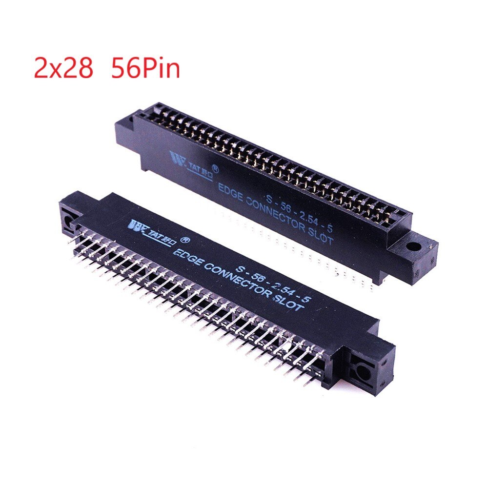 Connecteur de carte de bord, pas de fente de 2.54mm oreilles, montage de prise de doigt doré, 5 pièces, 24 42 44 48 50 56 60 86 88100 128 broches PCB: 2X28 56 Pin