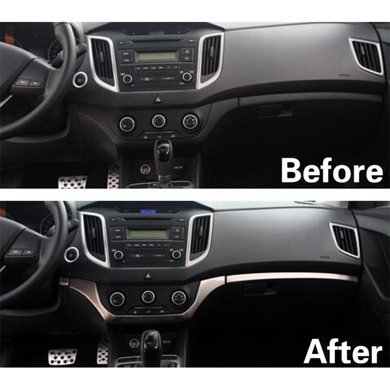 for Hyundai Creta Ix25 Accessories Car Dashboard Central Control Trim Cover Stainless Steel Interior Mouldings