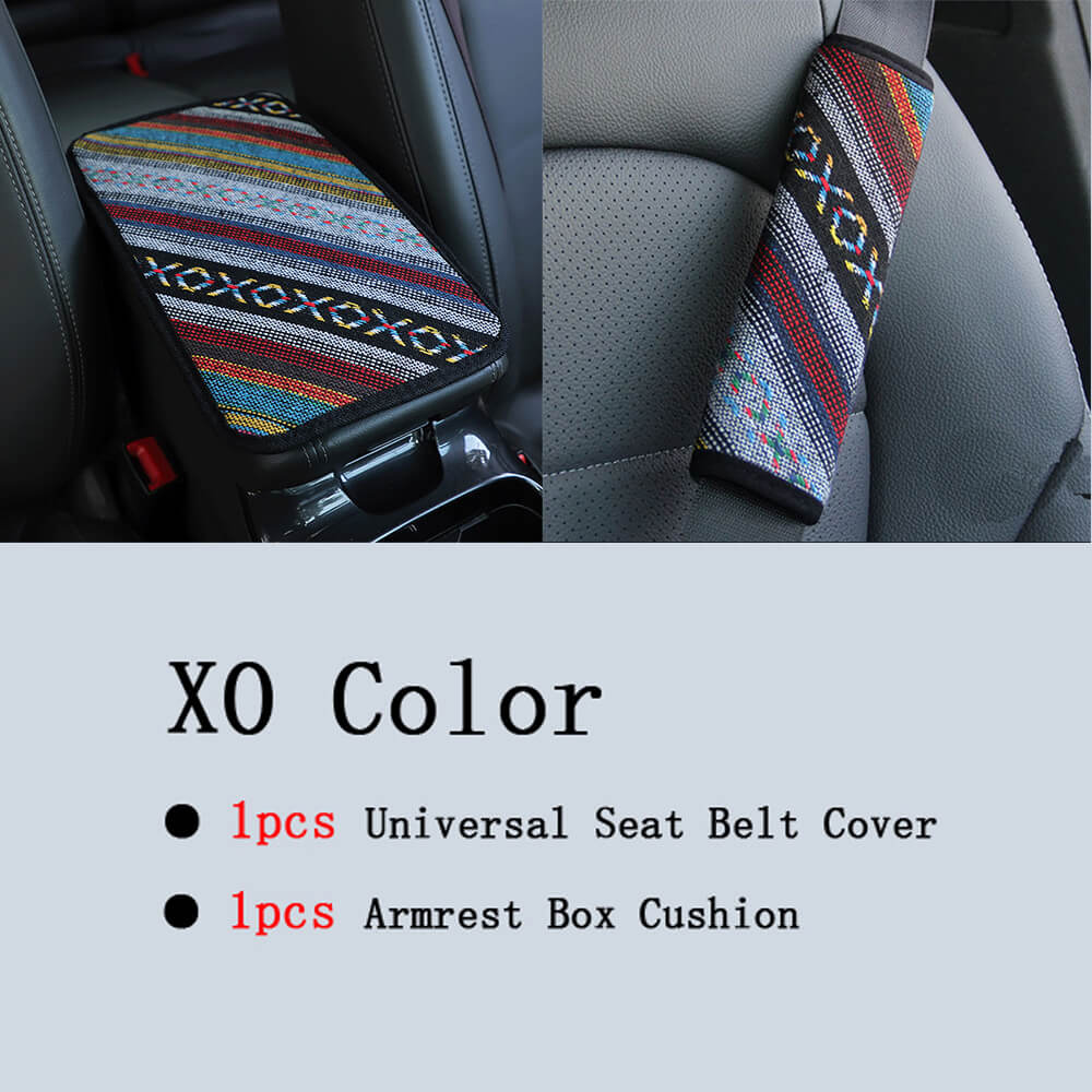 Auto Armlehne Box Kissen Vier Jahreszeiten Ethnische Stil Leinen Stoff Atmungs Nicht-slip Zentrale Griff Box Abdeckung Auto Zubehör: XO models B