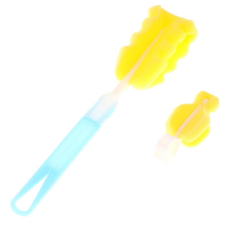 Newborn Baby Bottle Clean Brush Sponge Cleaner Brush With Pacifier Plastic Sponge Spout Tube Milk Water 2Pcs/Set