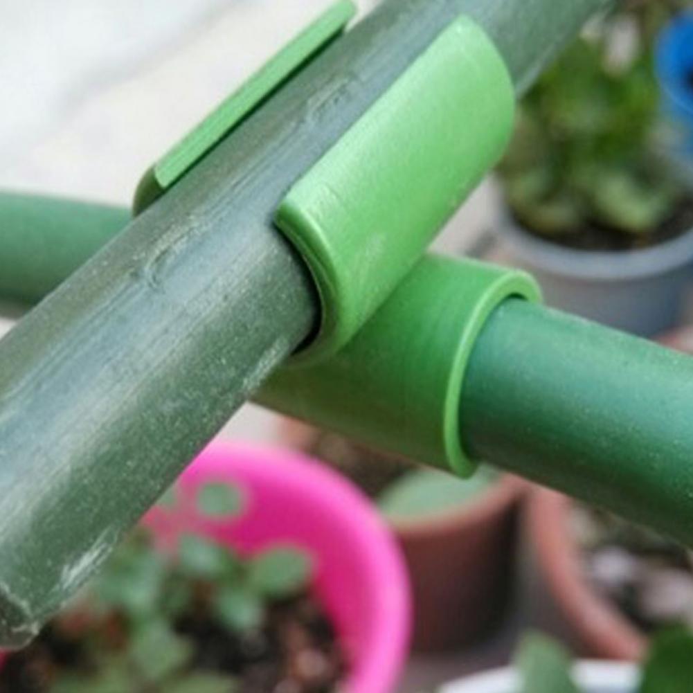 Plastic Fastener Greenhouse Bracket Pole Fixed Clamp 360 Degree Rotaring Garden Plant Grafting Stakes Connector Clip 10Pcs