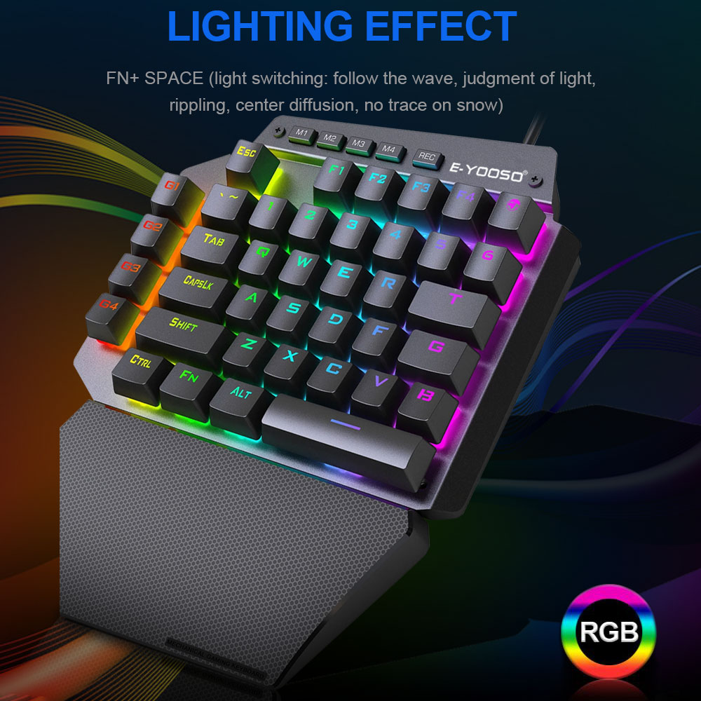 E-YOOSO K700 RGB 44 przewodowa klawiatura gry mechaniczne jednoręcznych czerwony przełącznik programowalny do gier komputerowych FPS/PUBG