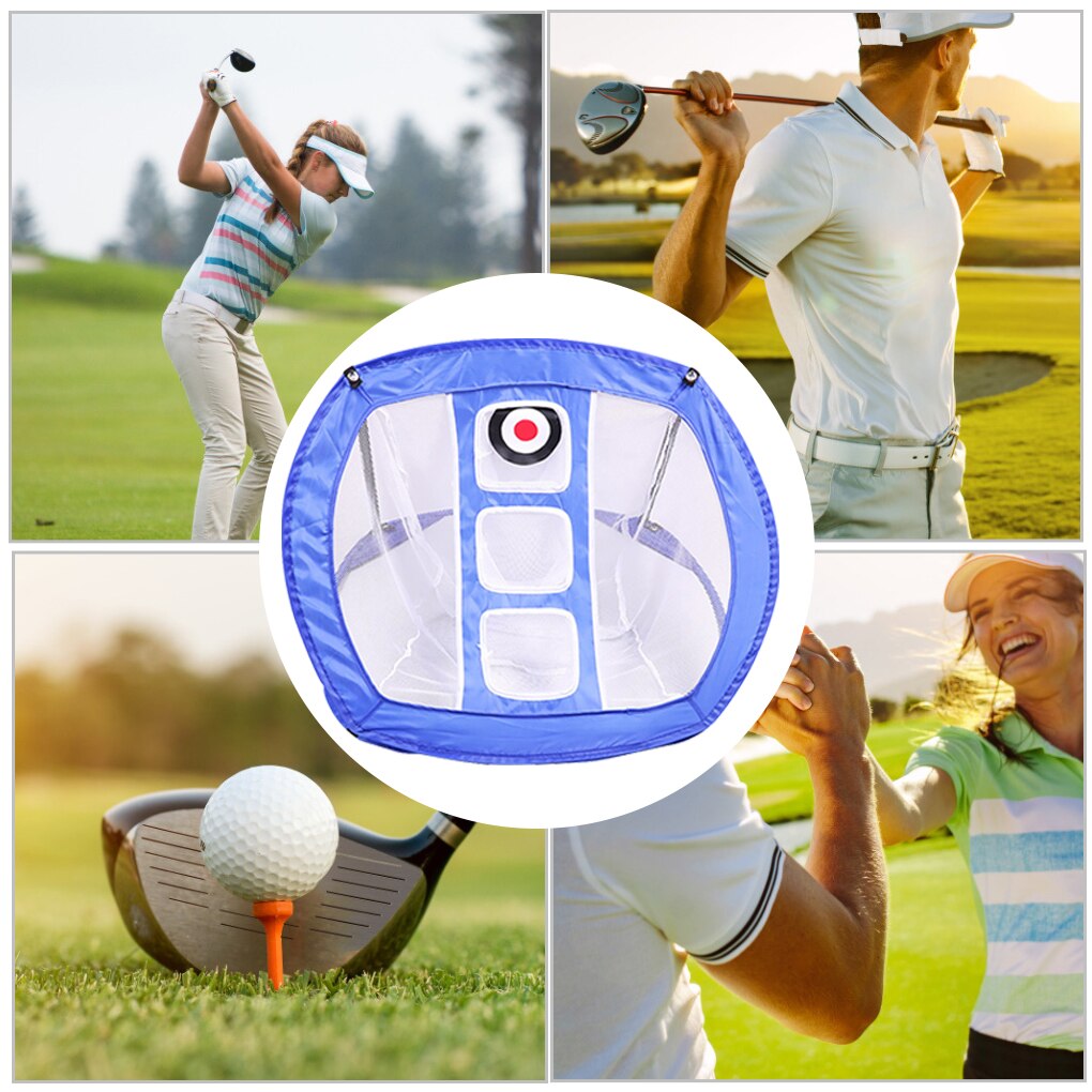 Golf Chipping Net Portable Folding Swing Practice Hitting Mesh for Indoor Outdoor with Storage Bag, Blue