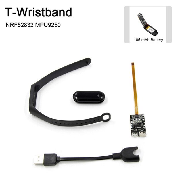 LILYGO®TTGO T-Wristband Series DIY Programmable Bracelet ESP32-PICO-D4 0.96 Inch IPS Screen MPU9250 Module Vibration: NRF52832 MPU9250