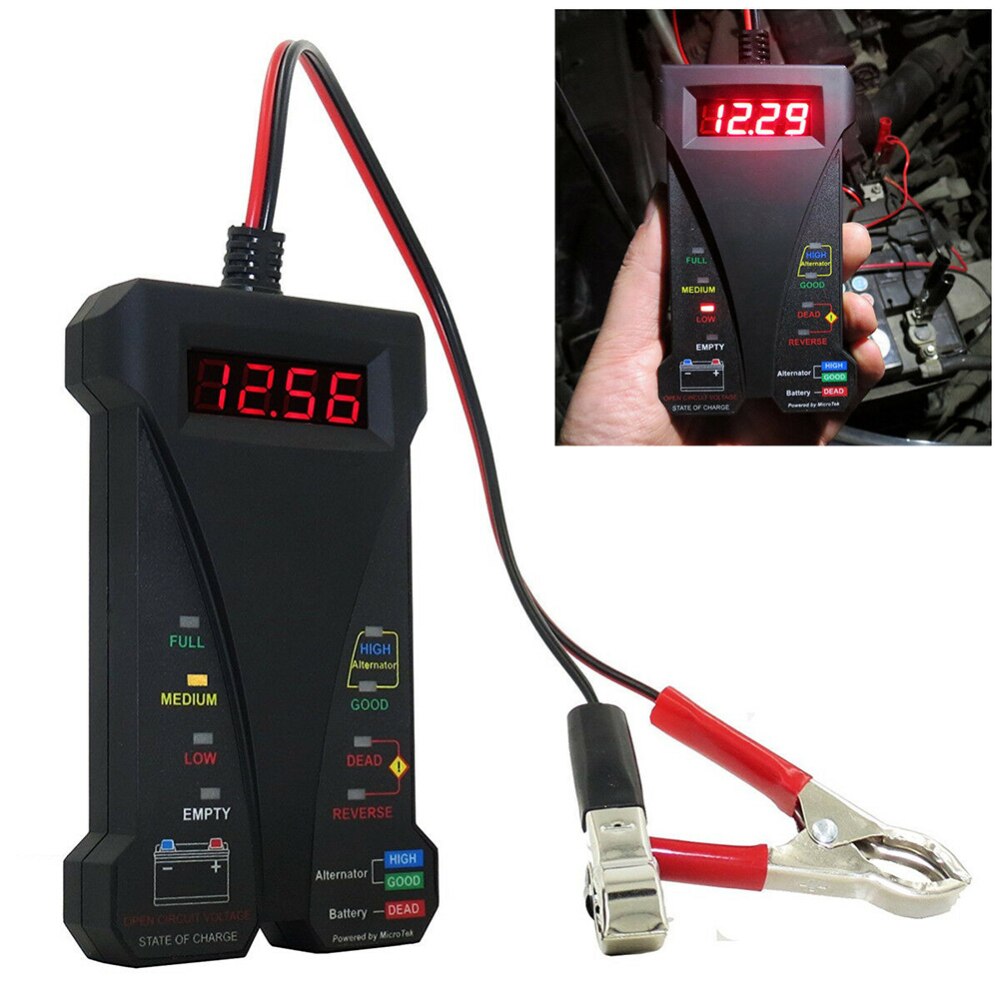 Batteritester 12v smart ledet digital voltmeter dynamo analysator til biler med 30 amp batteriklemmer omvendt tilslutningsbeskyttelse
