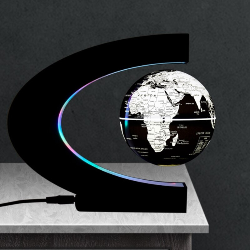 Floating Globe World Map Magnetic Levitation Globes C-Frame LED English Globe for Kids US Plug