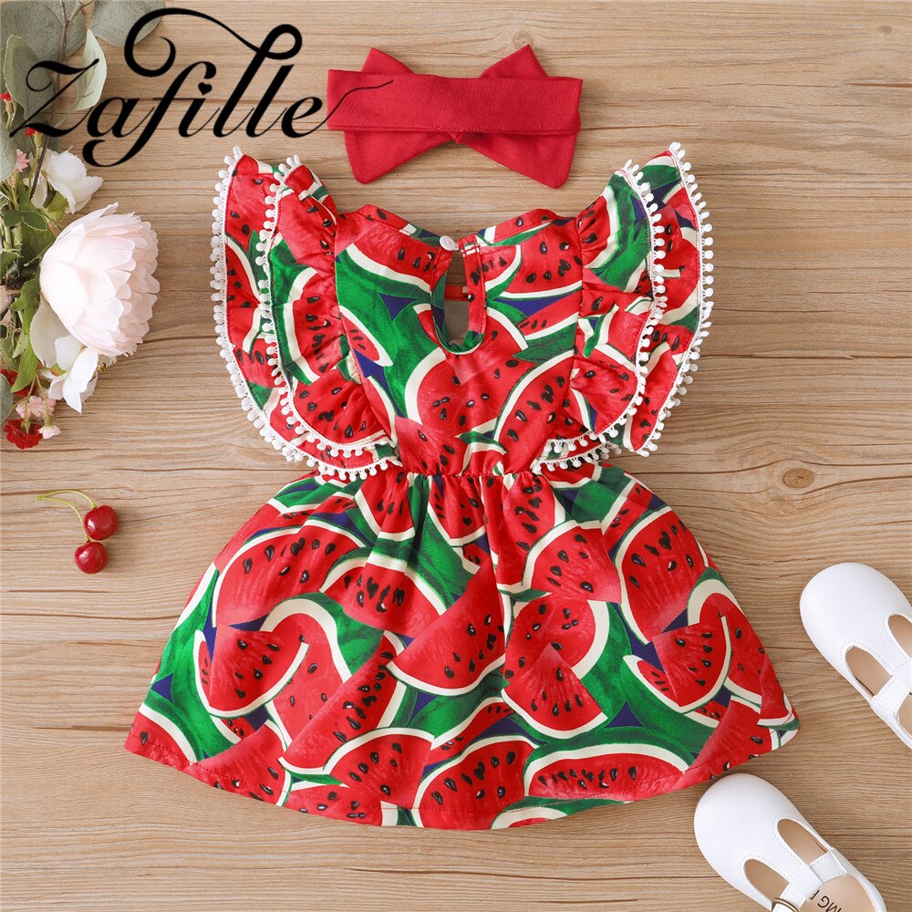 Zapille-vestido con Estampado de sandía para bebé, trajes de , atuendos, prendas de vestir, 2 piezas