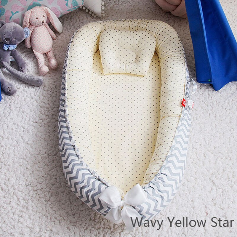 Babyinner babybedjes babybedje in bed draagbare opvouwbare wieg voor pasgeborenen bionisch bed multifunctionele babywieg kamerdecoratie: Golvende gele ster