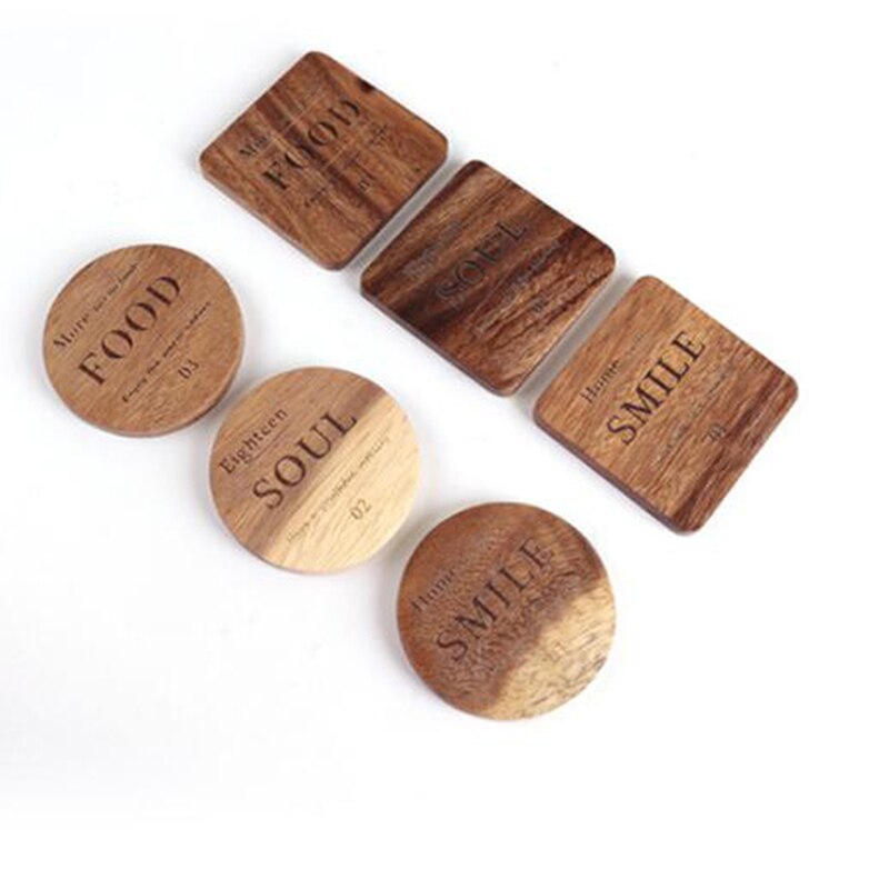 1Pc Mug Coaster Round Square Wood Cup Coaster Table Mat Kitchen Placemat Cup Pads Glass Teapot Drink Coasters Table Accessories