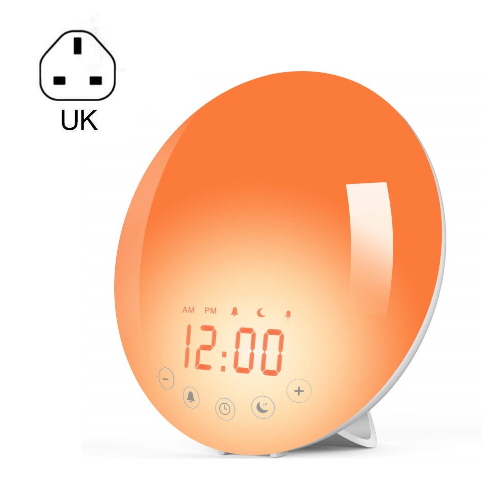 Smart Wake Up Light Workday Alarm Clock With Sounds Snooze Function Sunrise Sunset Simulation With Digital Time DIsplay Light: UK adapter