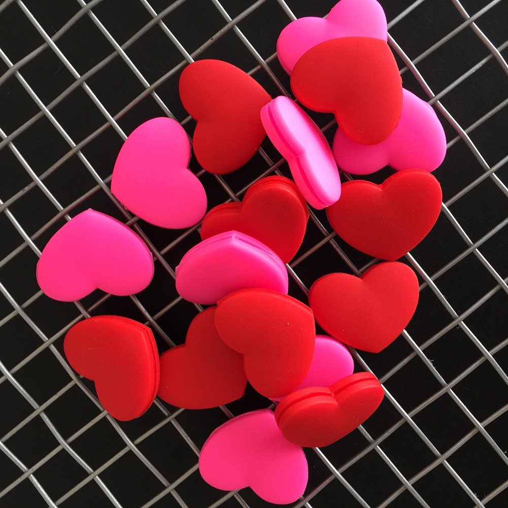 1pc Silicone Heart-Shaped Raqueta Vibration Dampeners To Reduce 2 Colors