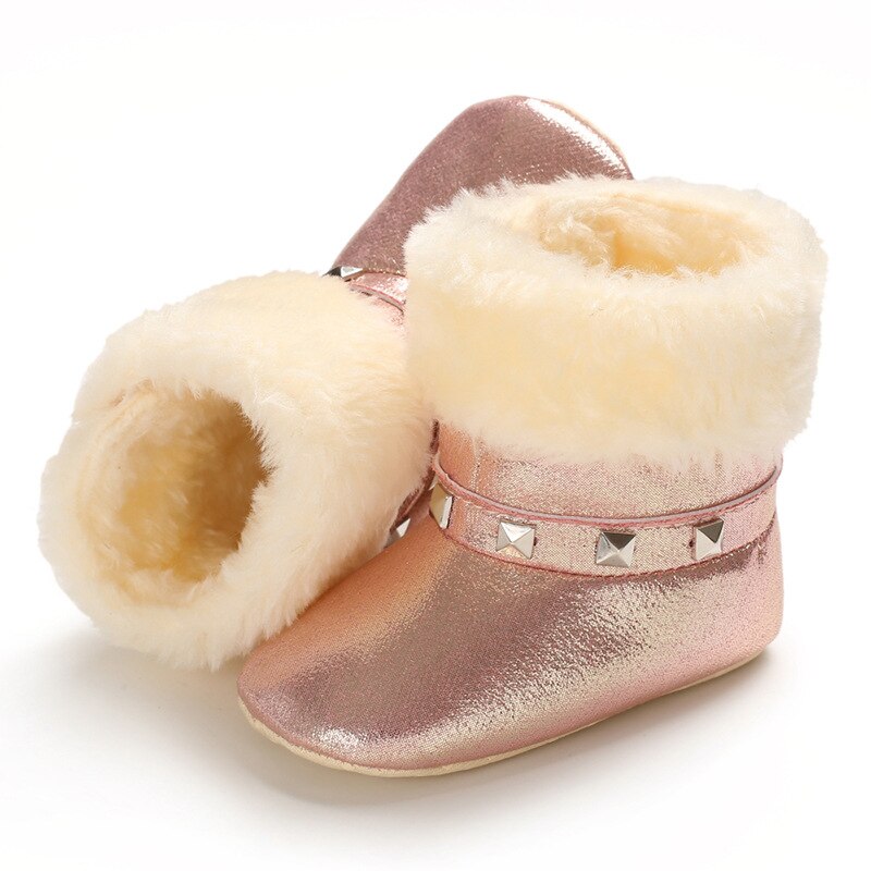 Winter Warm Houden Baby Meisjes Zachte Booties Pluche Baby Anti Slip Snowboots Schoenen Pu Leer Platte Peuter Non-slip Baby Schoenen