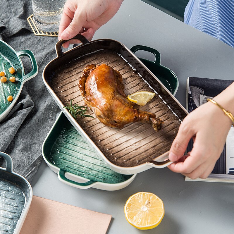 Ijs Crack Diner Plaat Servies Met Dubbel Handvat Cermics Bakvormen Servies Set