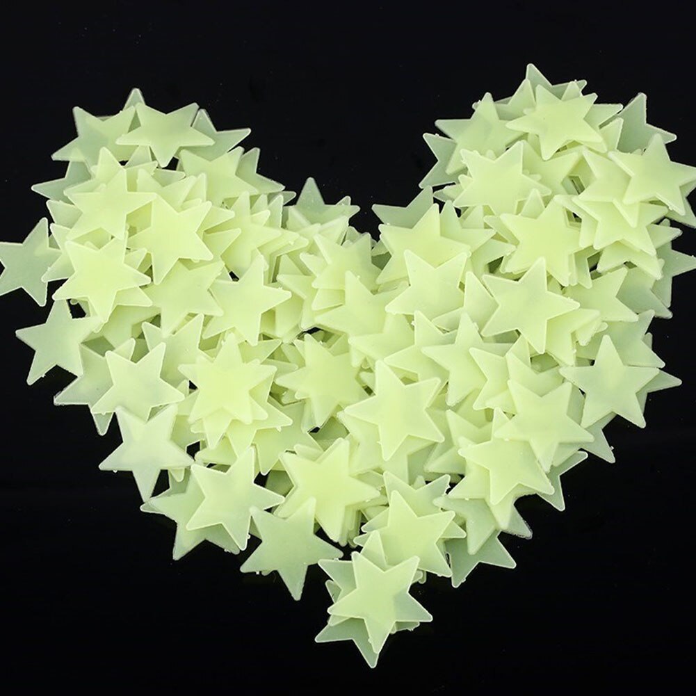 100Pcs Romantische Sterren Lichtgevende Mooie Woondecoratie Kleurrijke Star Patch Muursticker Fluorescerende Sterren Lichtgevende Slaapkamer