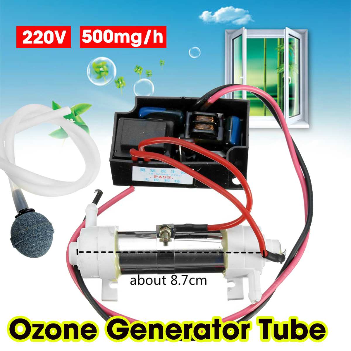 Ozone Generator Portable Ozonizer Water Air Purifier Sterilizer diy Air Fruit Vegetable Fish Tank Water Cleaner 220V 500mg