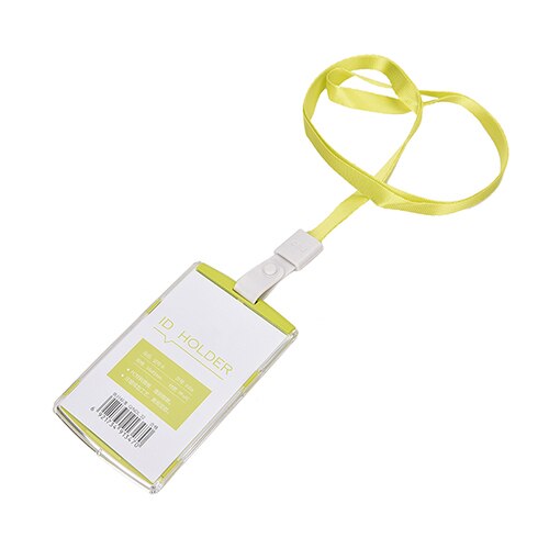 1 Pcs Vertical Transverse Clear Plastic ID Name Card Holder Work Badge W/ Lanyard Name Card: GN
