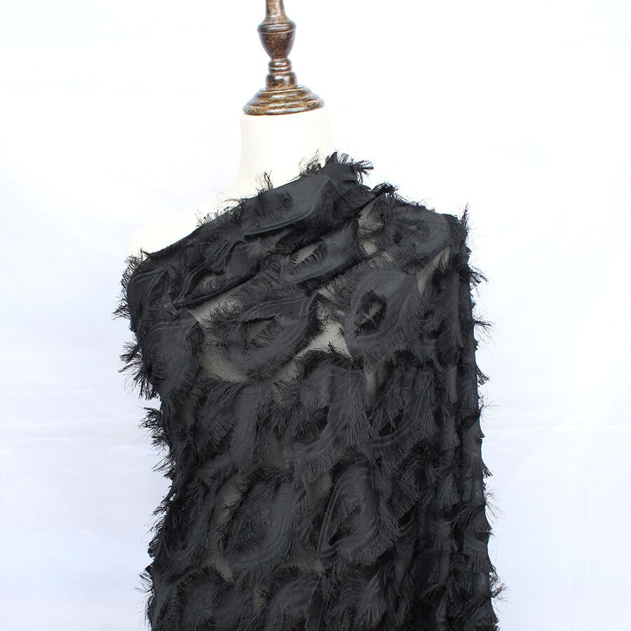3D Ogen Tassel Fringe Chiffon Stof Jurk Maken stof 150 cm breed door Yard
