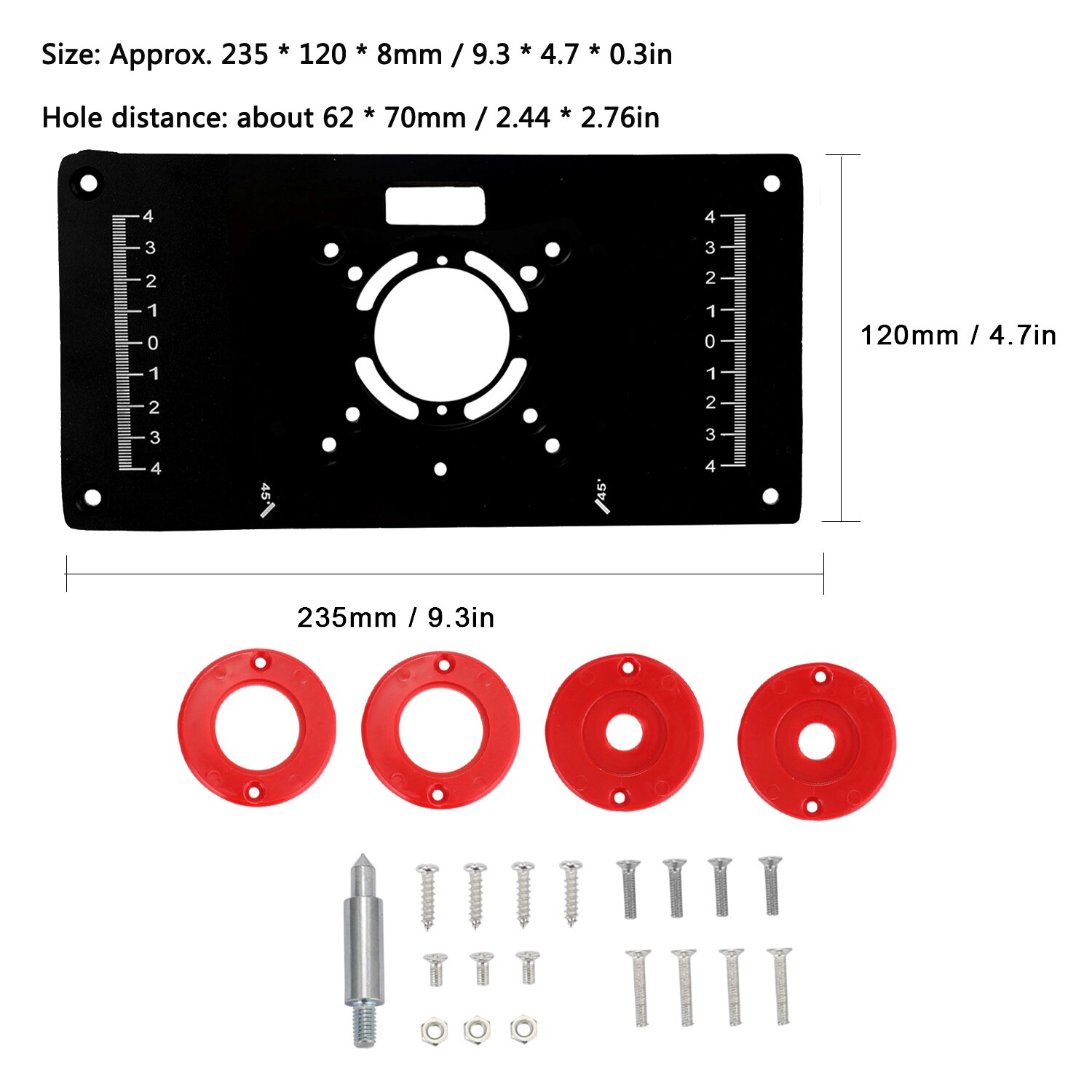 Aluminium Router Table Insert Plate Table For Woodworking Benches Router Plate Wood Tools Milling Trimming Machine: type3