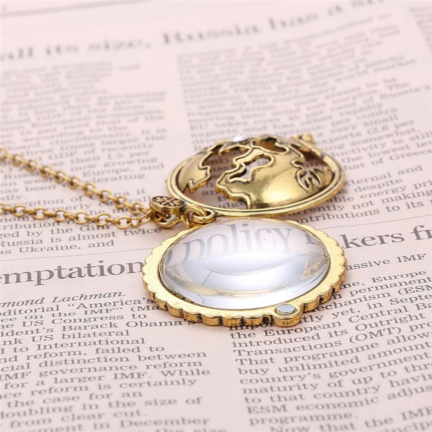 Exaggerated Magnifying Glass Map Pendant Necklace Personality Gold Luxury Magnifier Pendant Necklace Women Men Jewelry