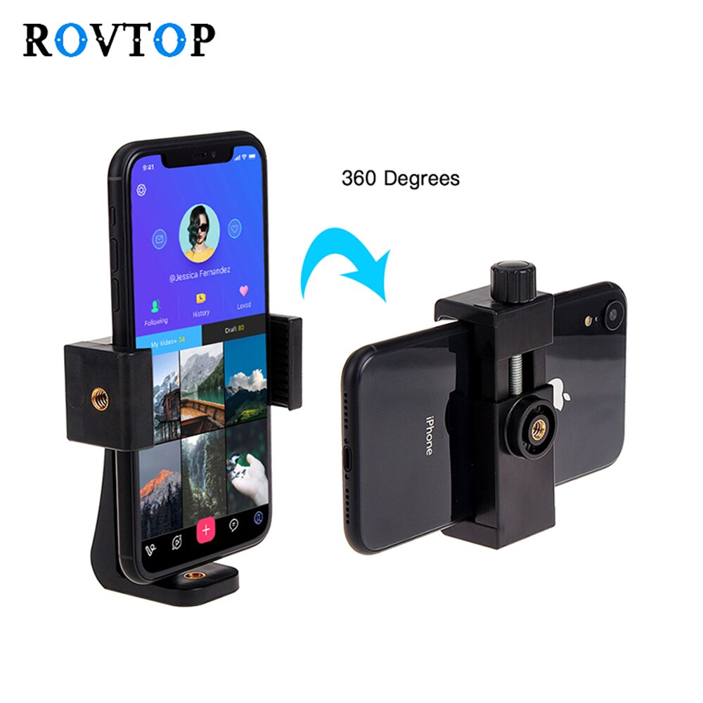 Rovtop Universal Phone Tripod Mount Adapter Rotatable Digtal Camera Bracket Cell Phone Clipper Holder Vertical Tripod Stand Z2