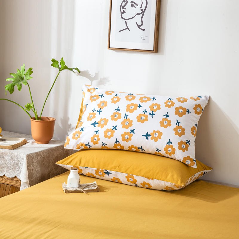 1PC 100% coton jaune taie d'oreiller couverture 48cm * 74cm taie d'oreiller décoratif literie chambre à coucher usage domestique différentes couleurs des deux côtés: mengju