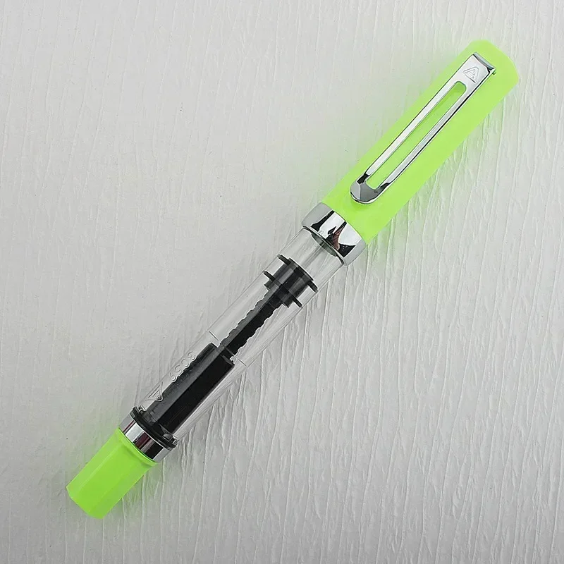 Penna stilografica a pistone 3059 di alta qualità Penna a inchiostro trasparente in resina EF/F Pennino 0,38/0,5 mm Penna stilografica attività commerciale Gif: giallo / MF