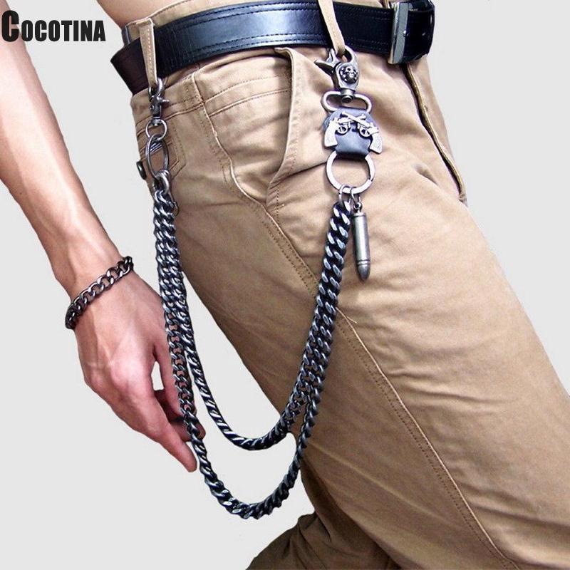Chaîne de taille 2 lignes Punk Jean réglable Hip-hop métal hommes crâne accessoires chaîne tête métal pantalon chaîne Gadgets pour hommes