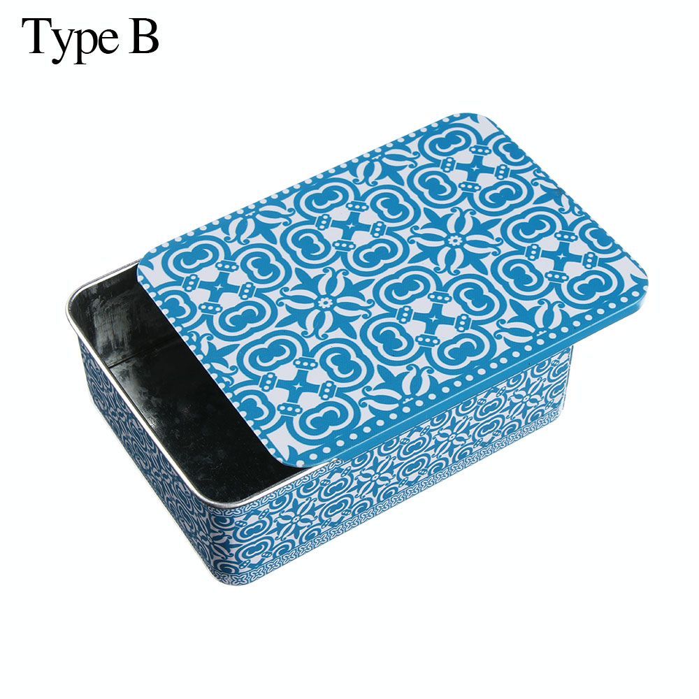 Metal Rectangular Empty Mini Iron Box Portable Containers Small Storage Push-Pull Organizer Candy Pill Cases Cosmetic Tin Boxes: type B