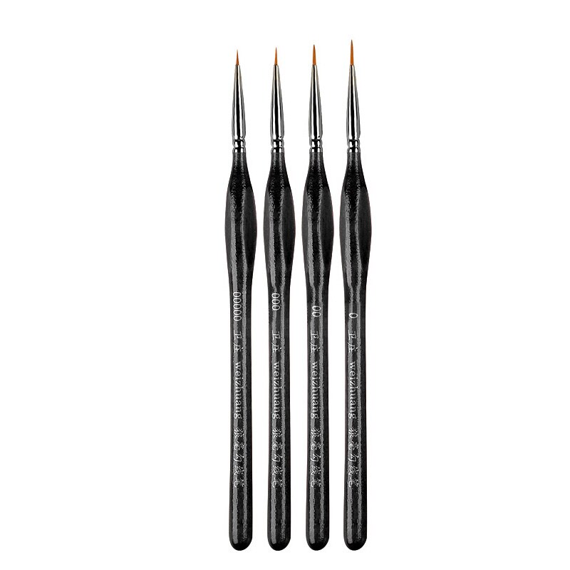 1 conjunto vermelho/preto multiuso de madeira pintura a óleo canetas números pincéis esboço caneta pintura suprimentos acessórios artísticos: 4pcs set black fine